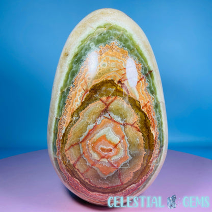 Banded Onyx Calcite Self-Standing Egg - XL Extra Large