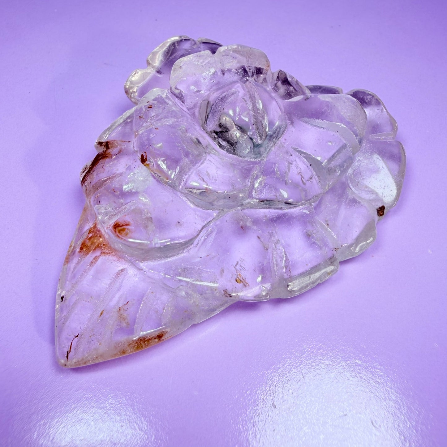 Clear Quartz Agate Flower Carving