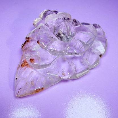 Clear Quartz Agate Flower Carving