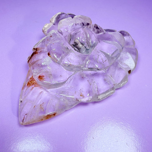 Clear Quartz Agate Flower Carving