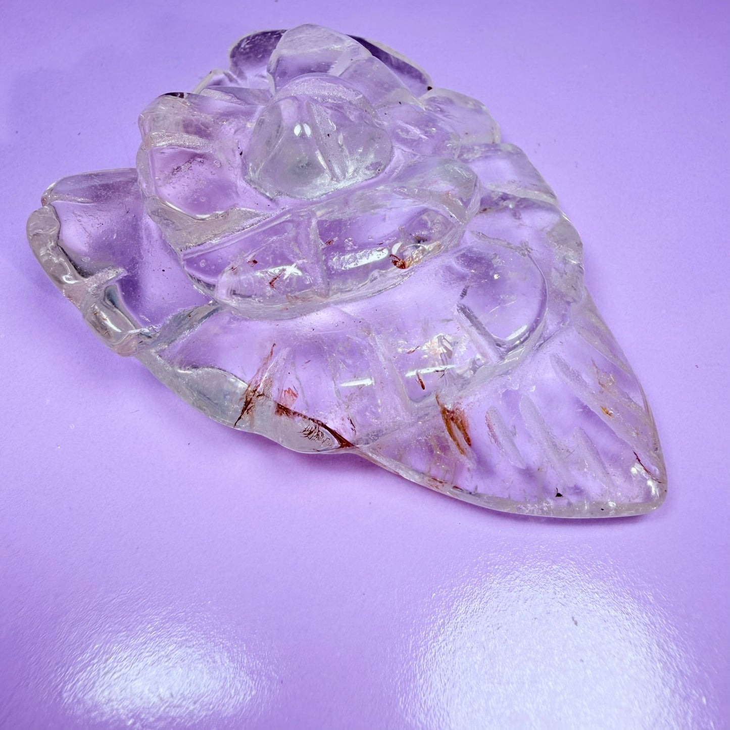 Clear Quartz Agate Flower Carving
