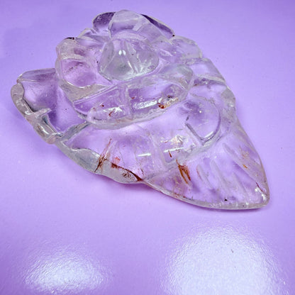 Clear Quartz Agate Flower Carving