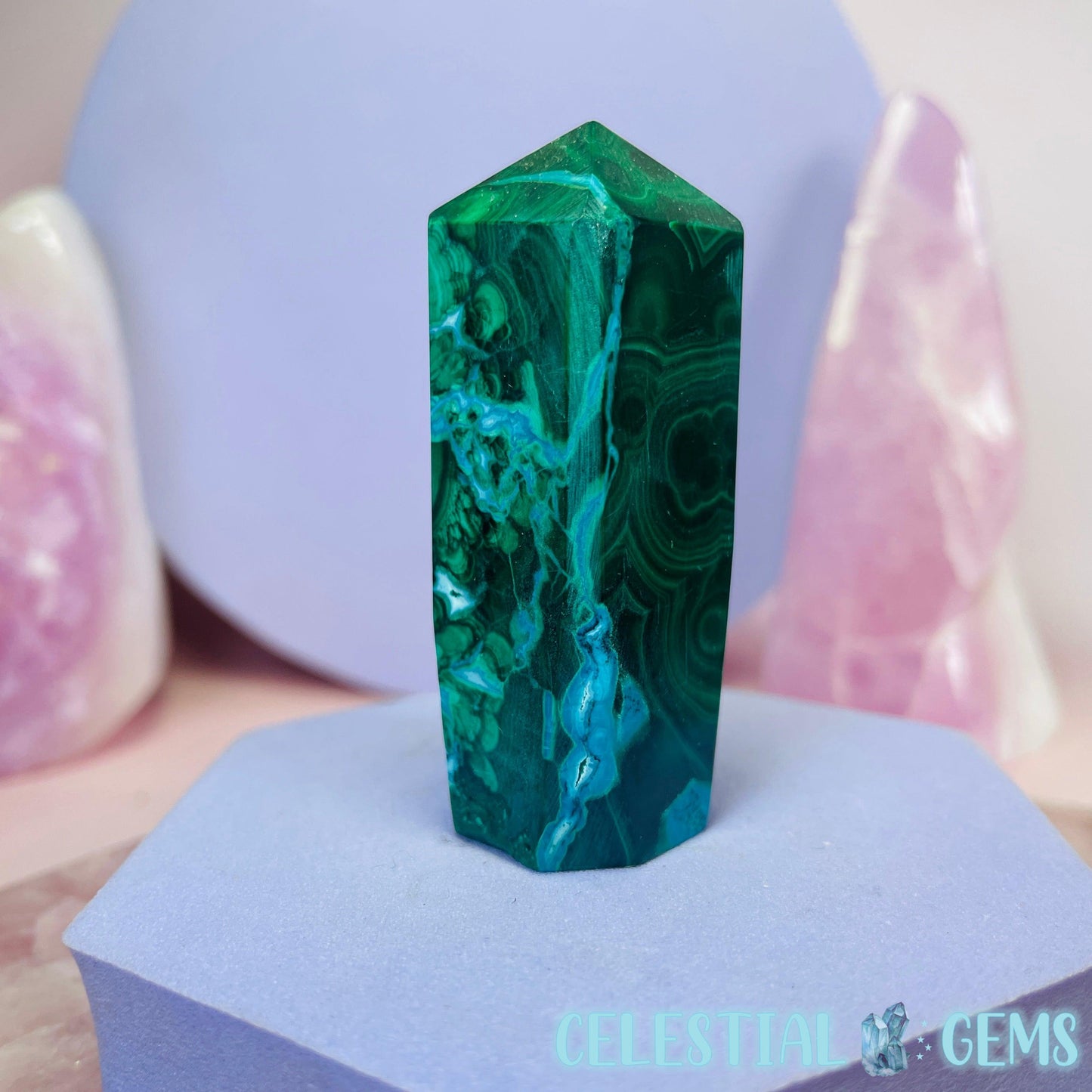 Chrysocolla + Malachite Small Obelisk Tower