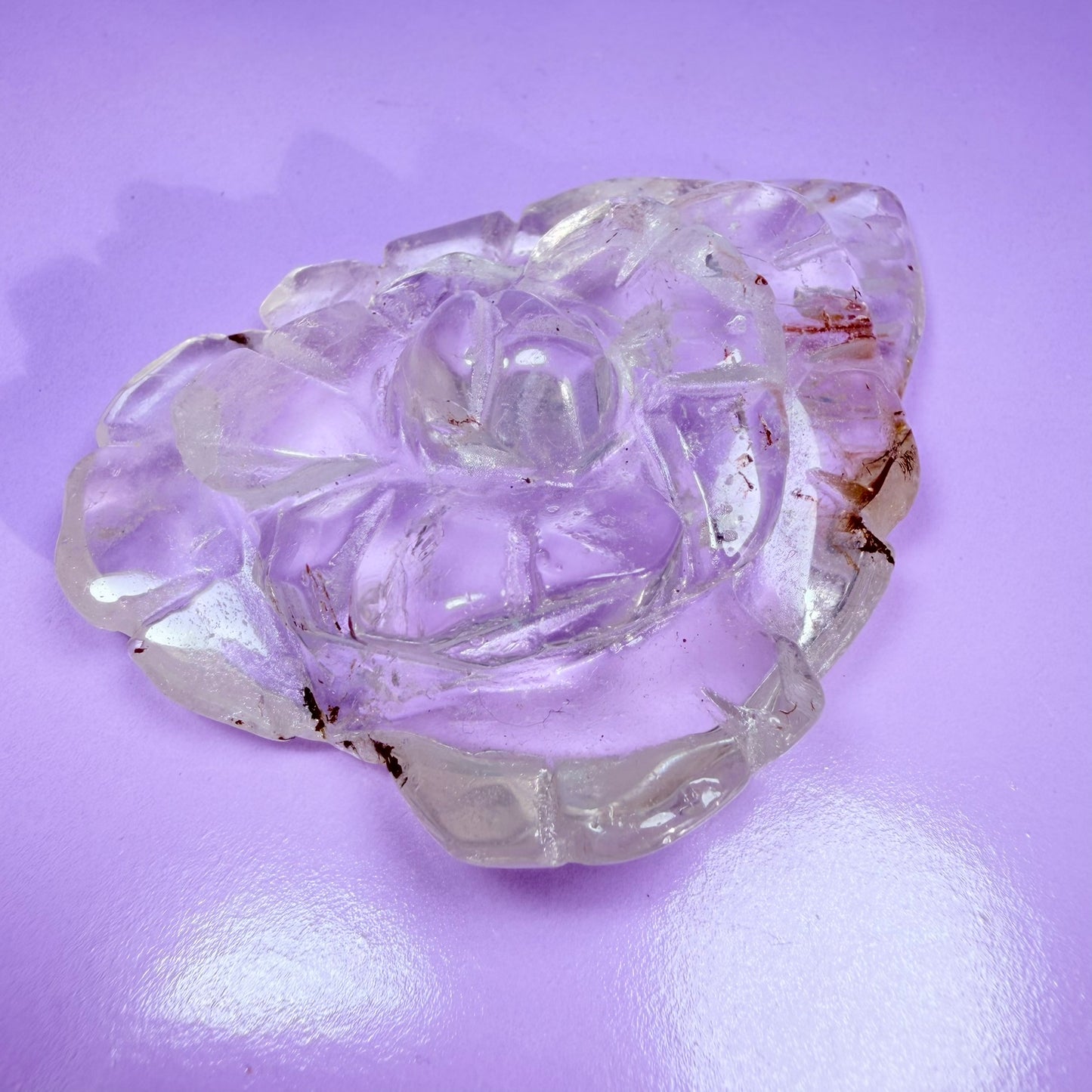 Clear Quartz Agate Flower Carving