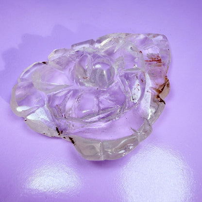 Clear Quartz Agate Flower Carving