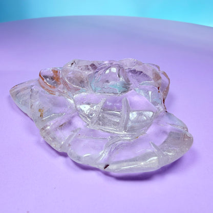 Clear Quartz Agate Flower Carving