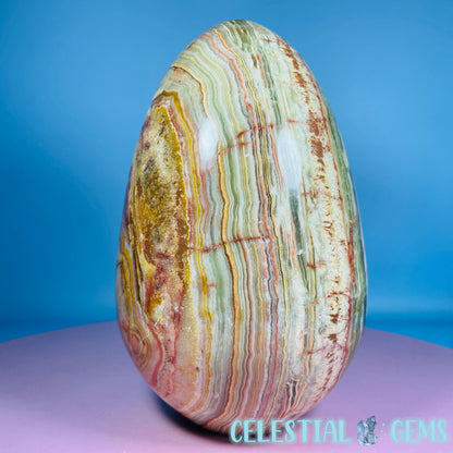 Banded Onyx Calcite Self-Standing Egg - XL Extra Large