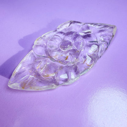 Clear Quartz Agate Flower Carving