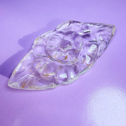 Clear Quartz Agate Flower Carving