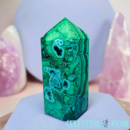 Chrysocolla + Malachite Small Obelisk Tower