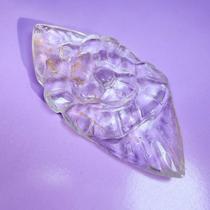 Clear Quartz Agate Flower Carving