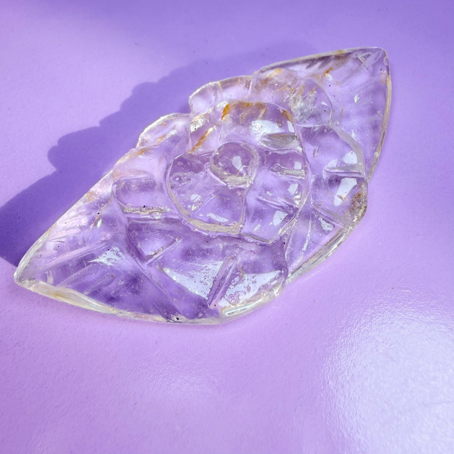 Clear Quartz Agate Flower Carving