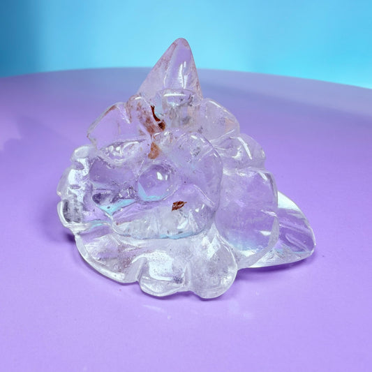 Clear Quartz Agate Flower Carving