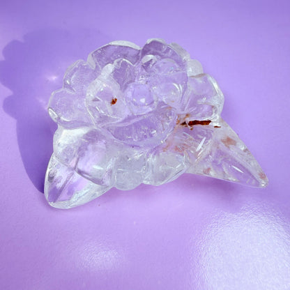 Clear Quartz Agate Flower Carving