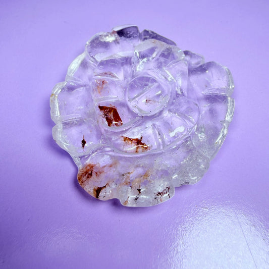 Clear Quartz Agate Flower Carving
