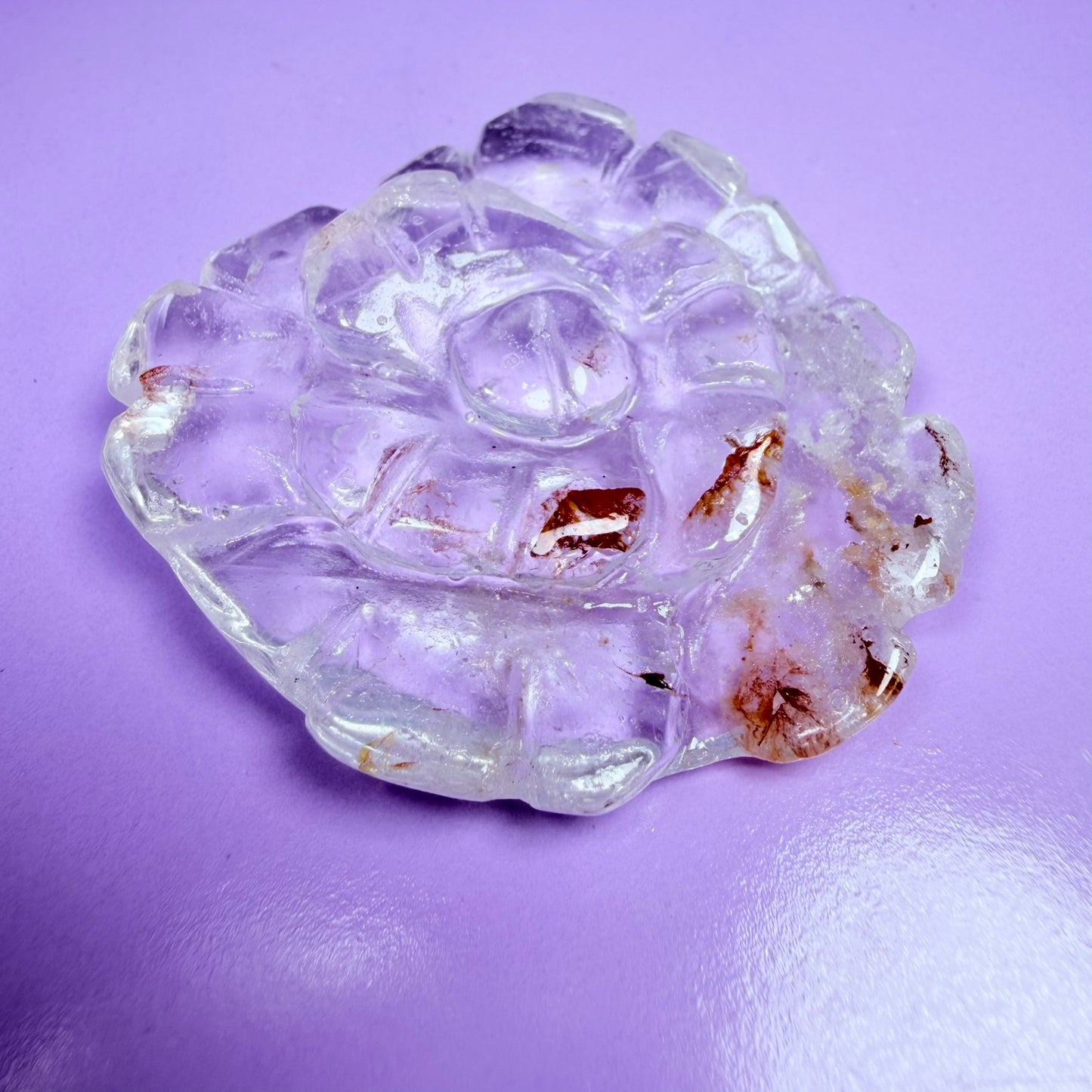 Clear Quartz Agate Flower Carving