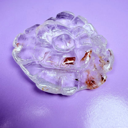 Clear Quartz Agate Flower Carving