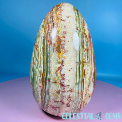 Banded Onyx Calcite Self-Standing Egg - XL Extra Large