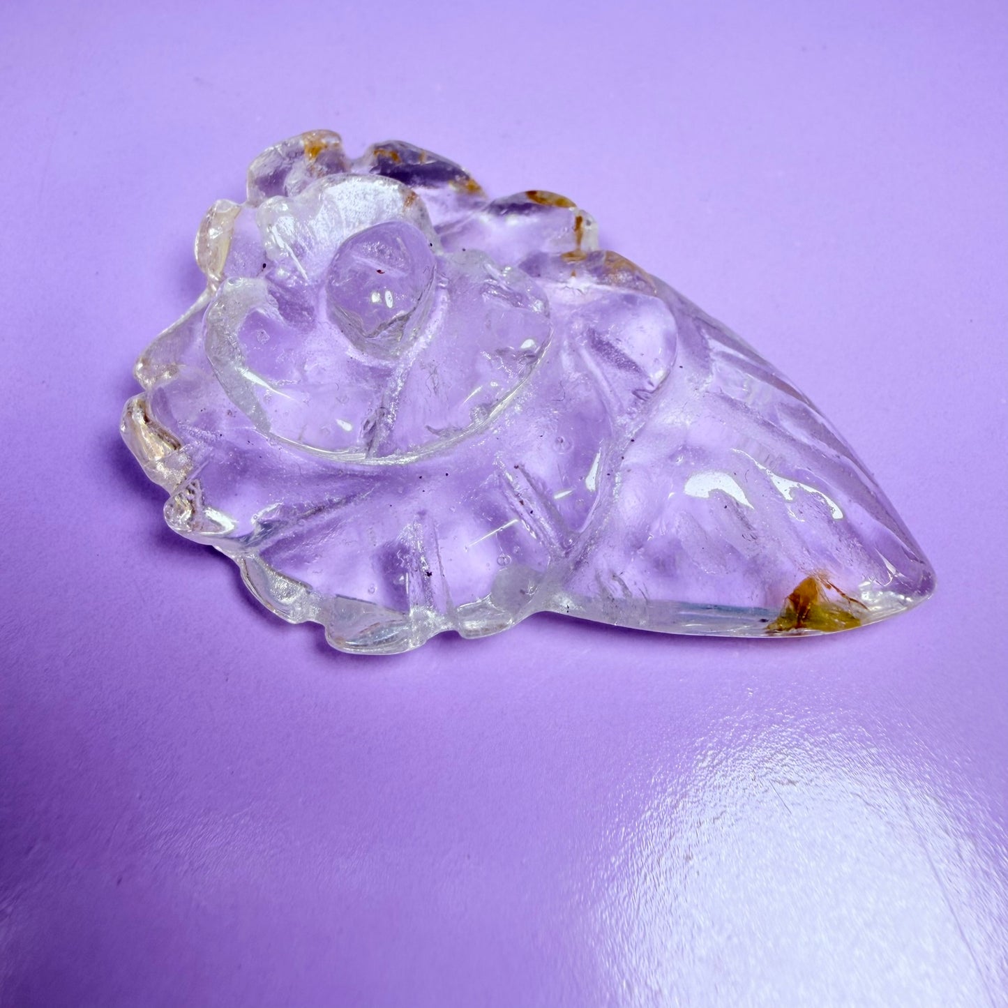 Clear Quartz Agate Flower Carving