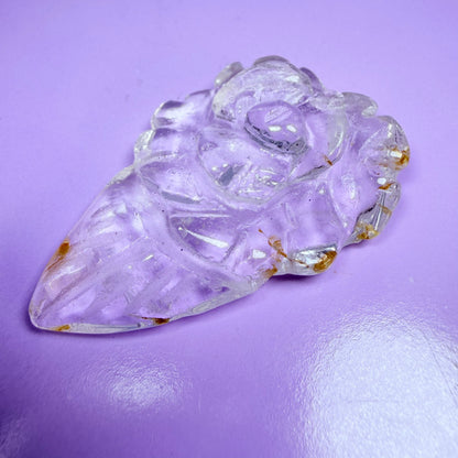 Clear Quartz Agate Flower Carving