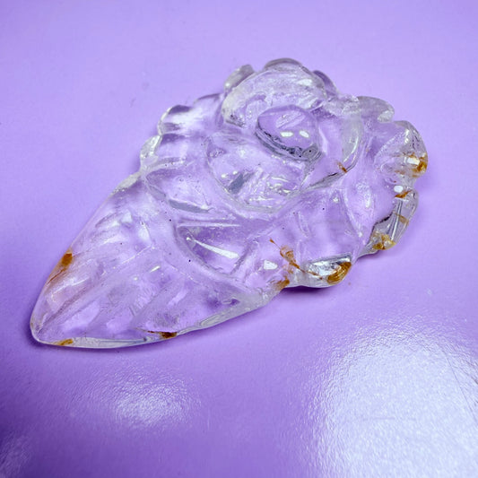 Clear Quartz Agate Flower Carving