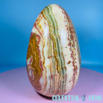 Banded Onyx Calcite Self-Standing Egg - XL Extra Large