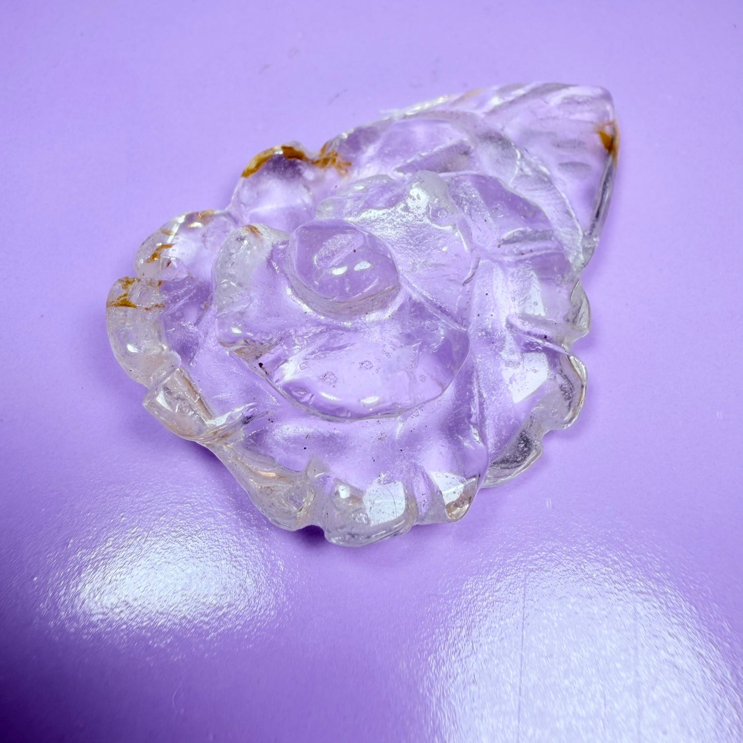 Clear Quartz Agate Flower Carving