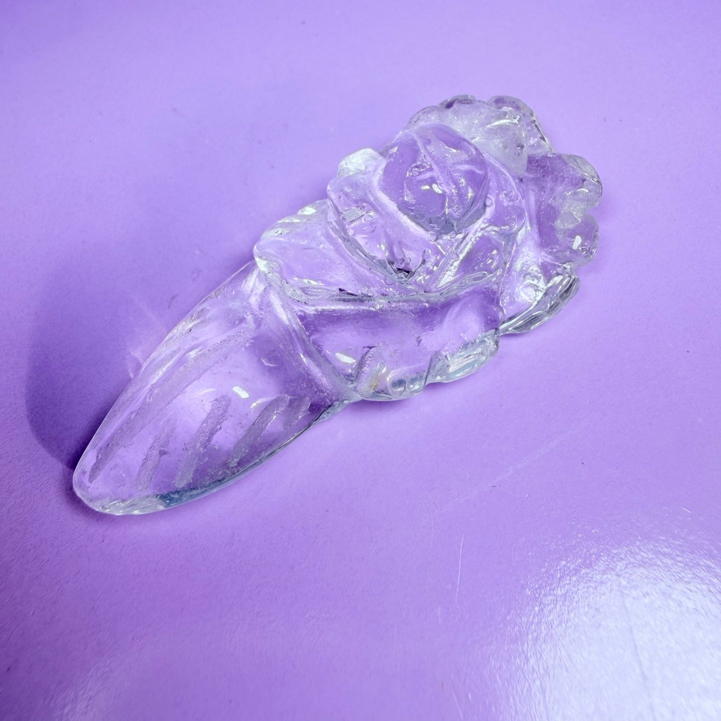 Clear Quartz Agate Flower Carving