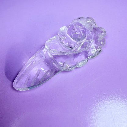 Clear Quartz Agate Flower Carving