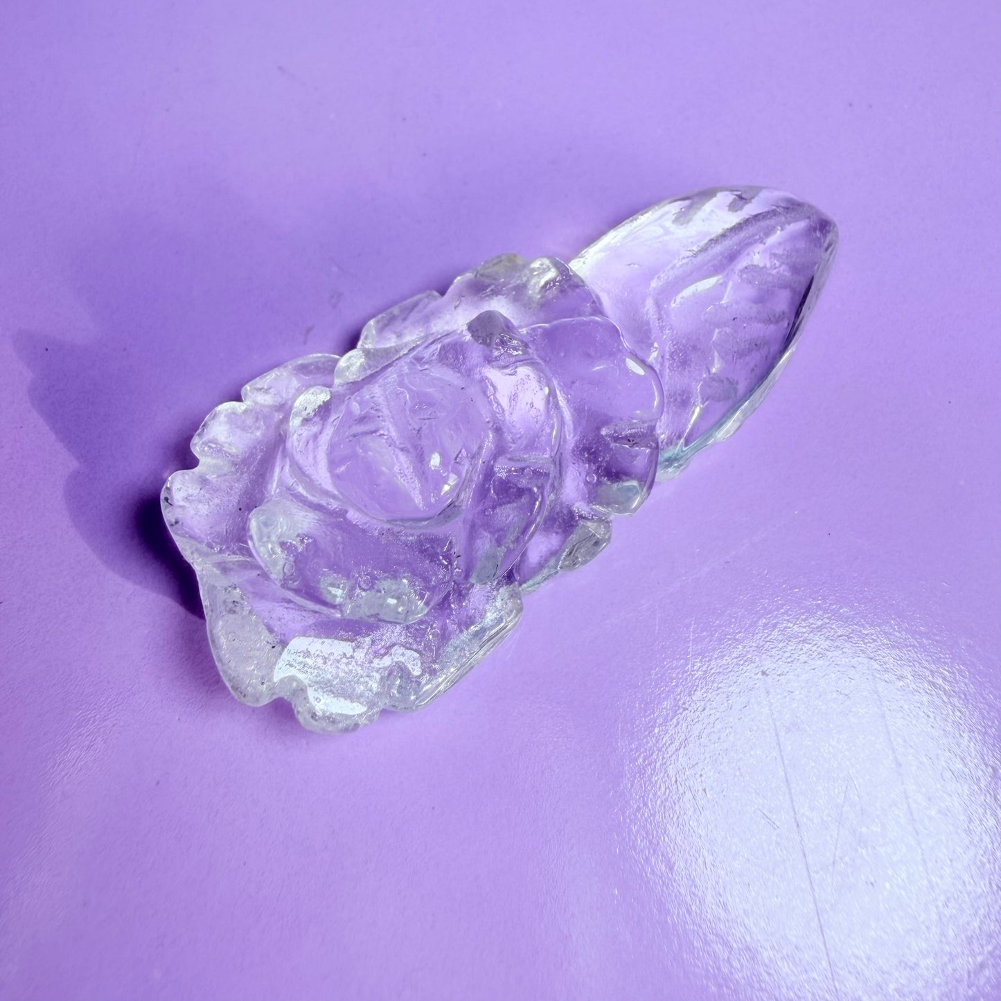 Clear Quartz Agate Flower Carving