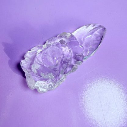 Clear Quartz Agate Flower Carving