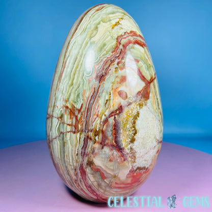 Banded Onyx Calcite Self-Standing Egg - XL Extra Large