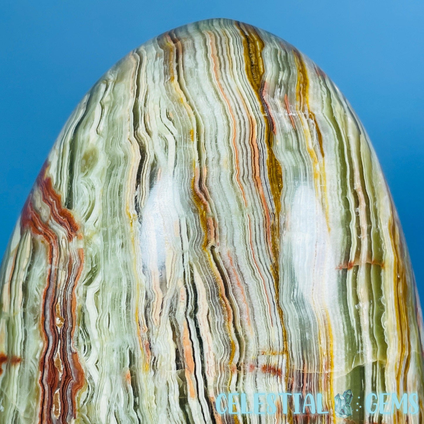 Banded Onyx Calcite Self-Standing Egg - XL Extra Large