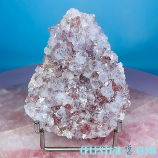 Amethyst + Pink Flower Agate Cluster Semi-Polished Sphere