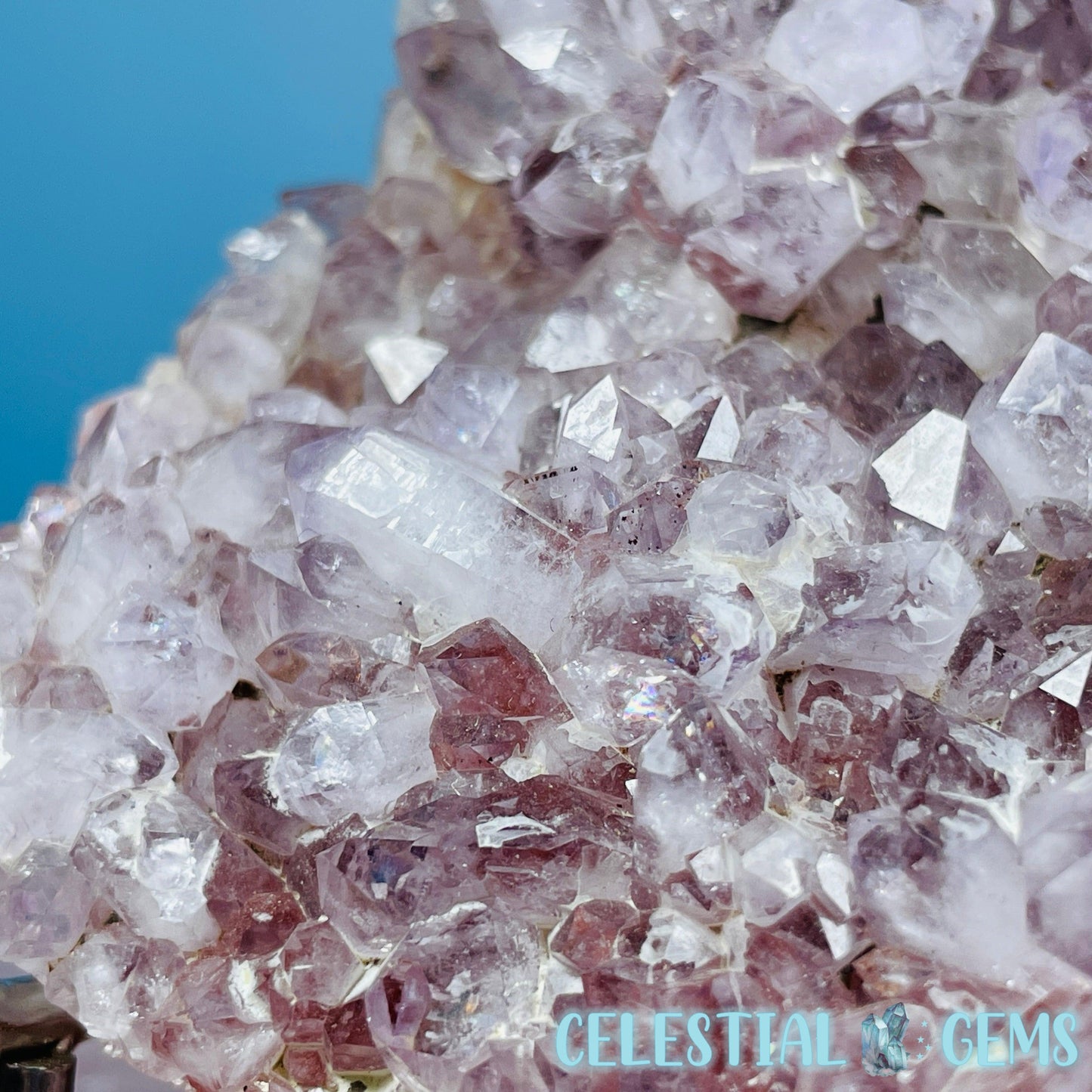 Amethyst + Pink Flower Agate Cluster Semi-Polished Sphere