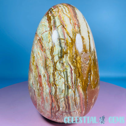 Banded Onyx Calcite Self-Standing Egg - XL Extra Large