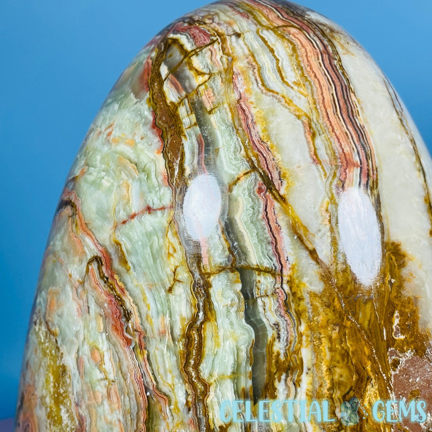 Banded Onyx Calcite Self-Standing Egg - XL Extra Large