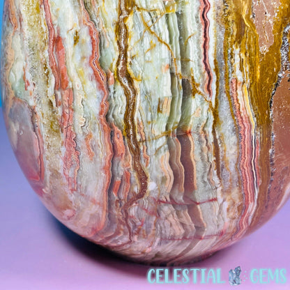 Banded Onyx Calcite Self-Standing Egg - XL Extra Large