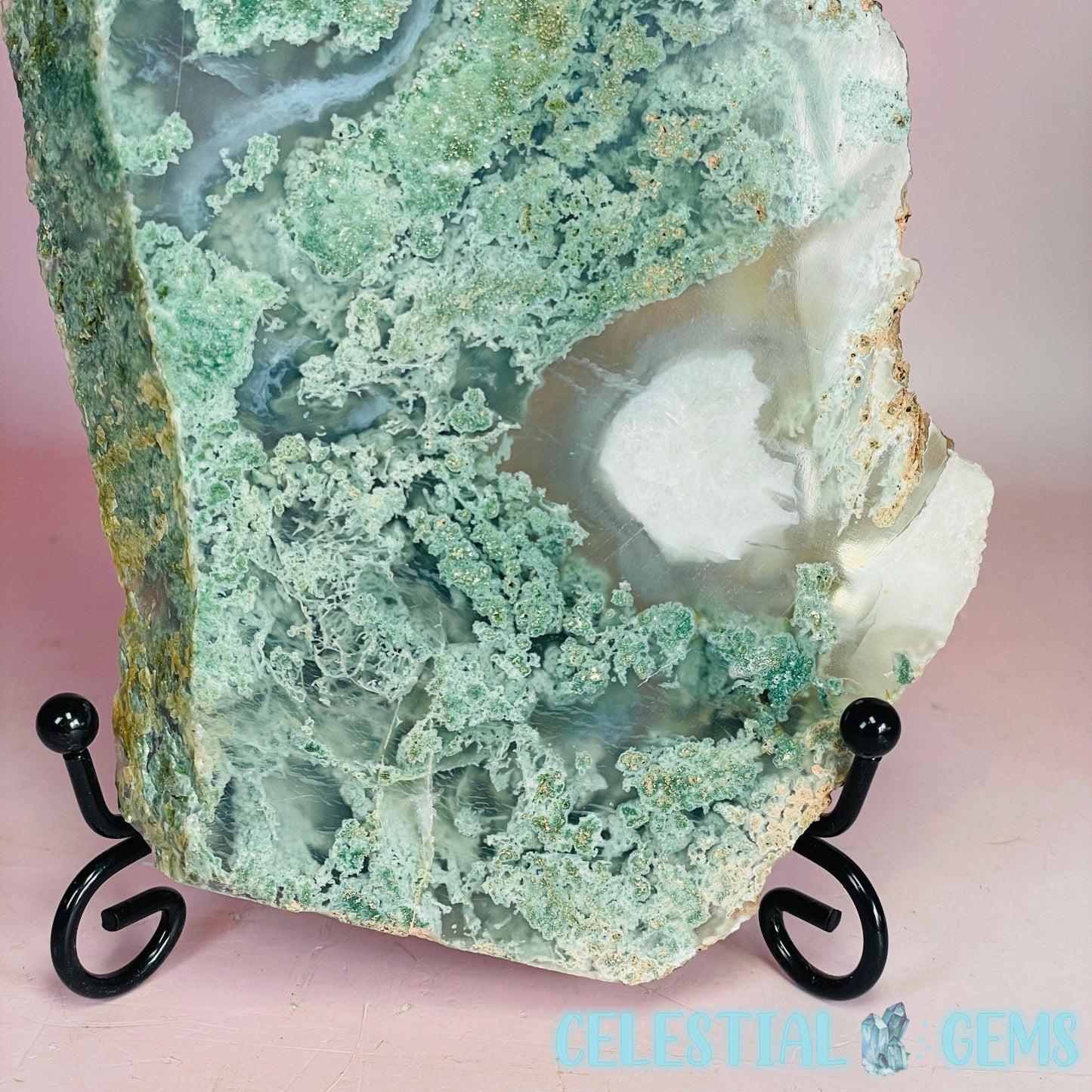 Moss Agate Medium Slab with Stand A