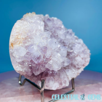 Amethyst + Pink Flower Agate Cluster Semi-Polished Sphere