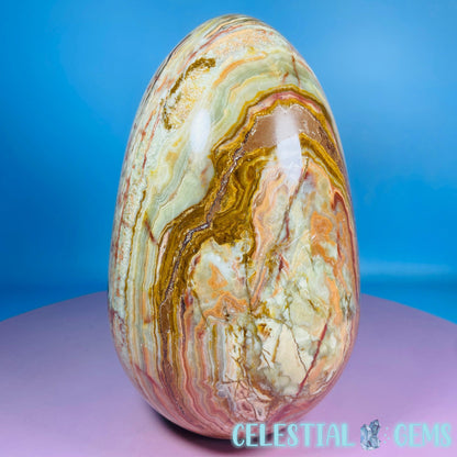 Banded Onyx Calcite Self-Standing Egg - XL Extra Large