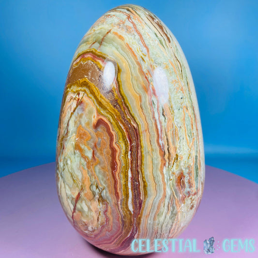 Banded Onyx Calcite Self-Standing Egg - XL Extra Large