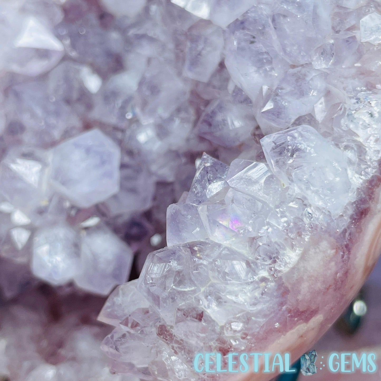 Amethyst + Pink Flower Agate Cluster Semi-Polished Sphere