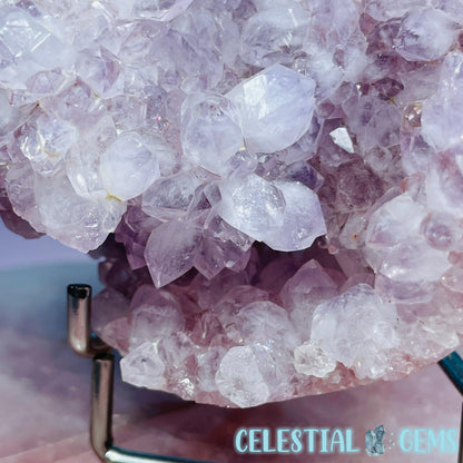 Amethyst + Pink Flower Agate Cluster Semi-Polished Sphere