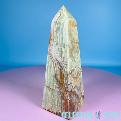 Banded Onyx Calcite Obelisk Tower - Medium