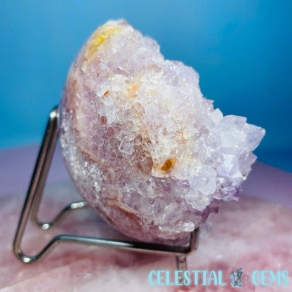 Amethyst + Pink Flower Agate Cluster Semi-Polished Sphere