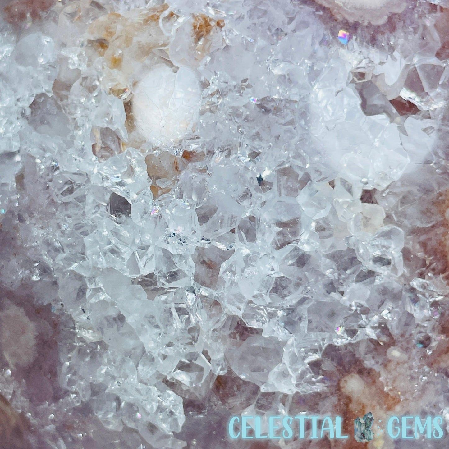 Amethyst + Pink Flower Agate Cluster Semi-Polished Sphere