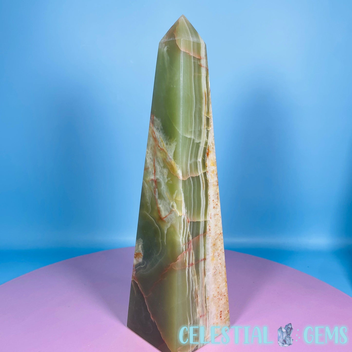 Banded Onyx Calcite Obelisk Tower - Large