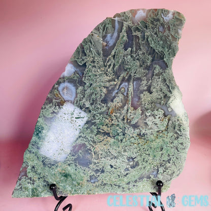 Moss Agate Large Slab with Stand E