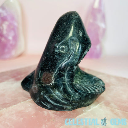 Garnet + Astrophyllite Shark Head Medium Carving